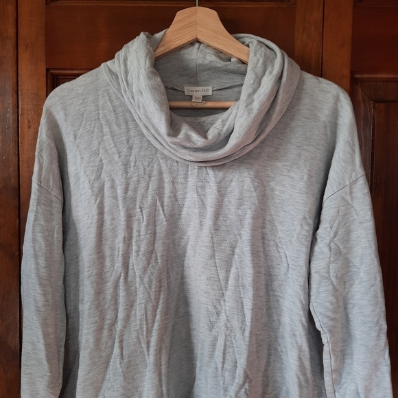 Garnet Hill heather gray cowlneck knit tunic - Picture 2 of 8